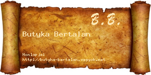 Butyka Bertalan névjegykártya